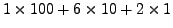 $\displaystyle 1\times 100 + 6\times 10 + 2 \times 1$