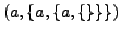 $\displaystyle (a, \{a, \{a, \{\}\}\})$