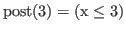 % latex2html id marker 2235
$ \rm {post(\ref{while1:step})} = (x \le 3)$