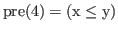 % latex2html id marker 2158
$ \rm {pre(\ref{findmax:zgy})} = (x \le y)$