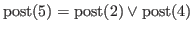 % latex2html id marker 2189
$ \rm {post(\ref{genif:endif})} = \rm {post(\ref{genif:then})} \vee \rm {post(\ref{genif:else})}$