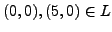 $ (0, 0), (5, 0) \in L$
