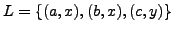 $ L = \{(a, x), (b, x), (c, y)\}$