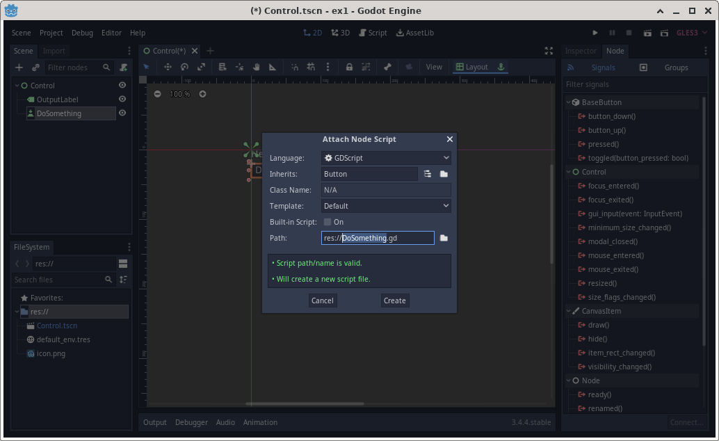 Options of attaching script