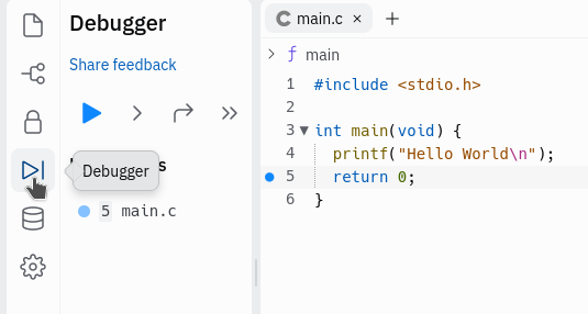Start a debug session